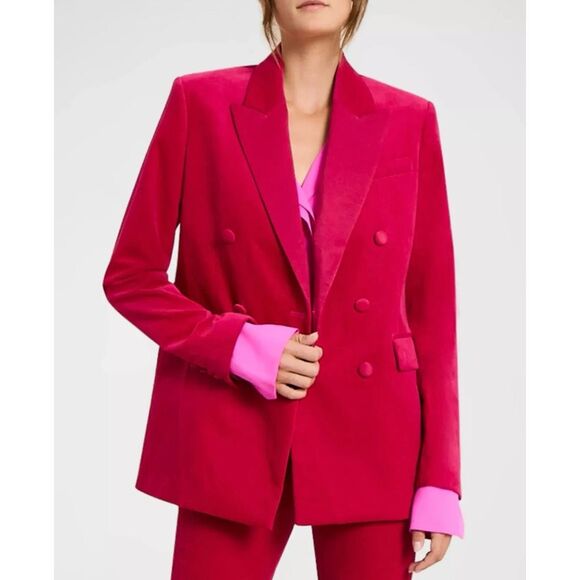 A.L.C. Declan Velvet Tailored Jacket Double Breasted Blazer Pink XS S 2 $650 NWT - Picture 1 of 16